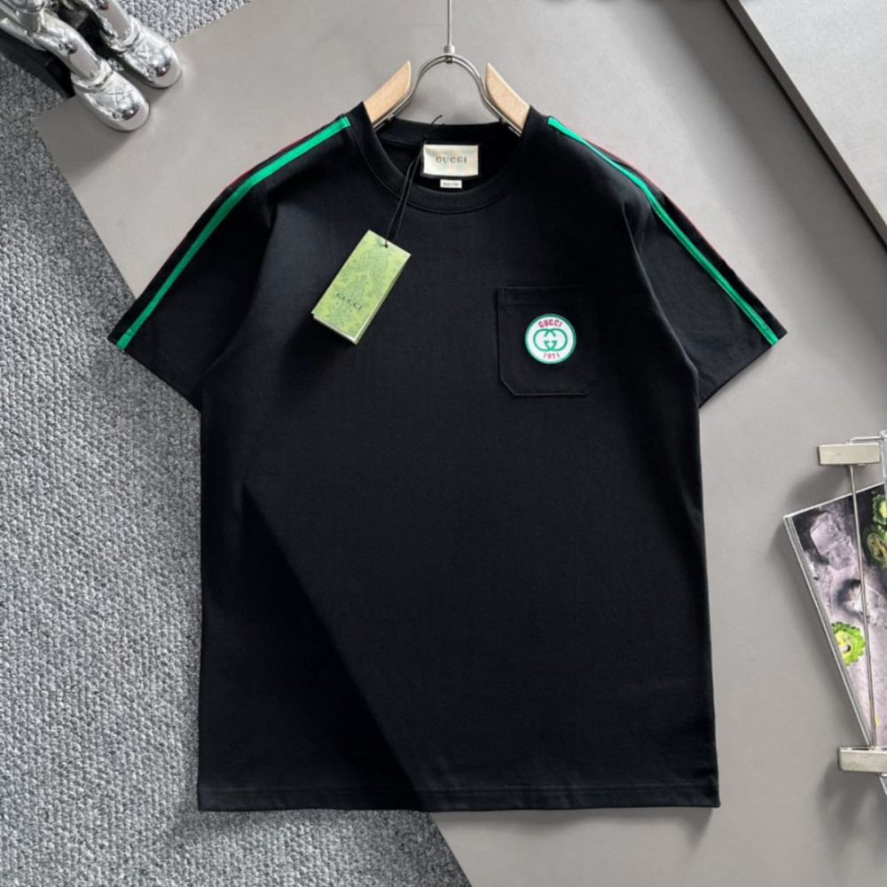 Gucci Interlocking G Stripe Black Cotton T-shirt-thumb-0