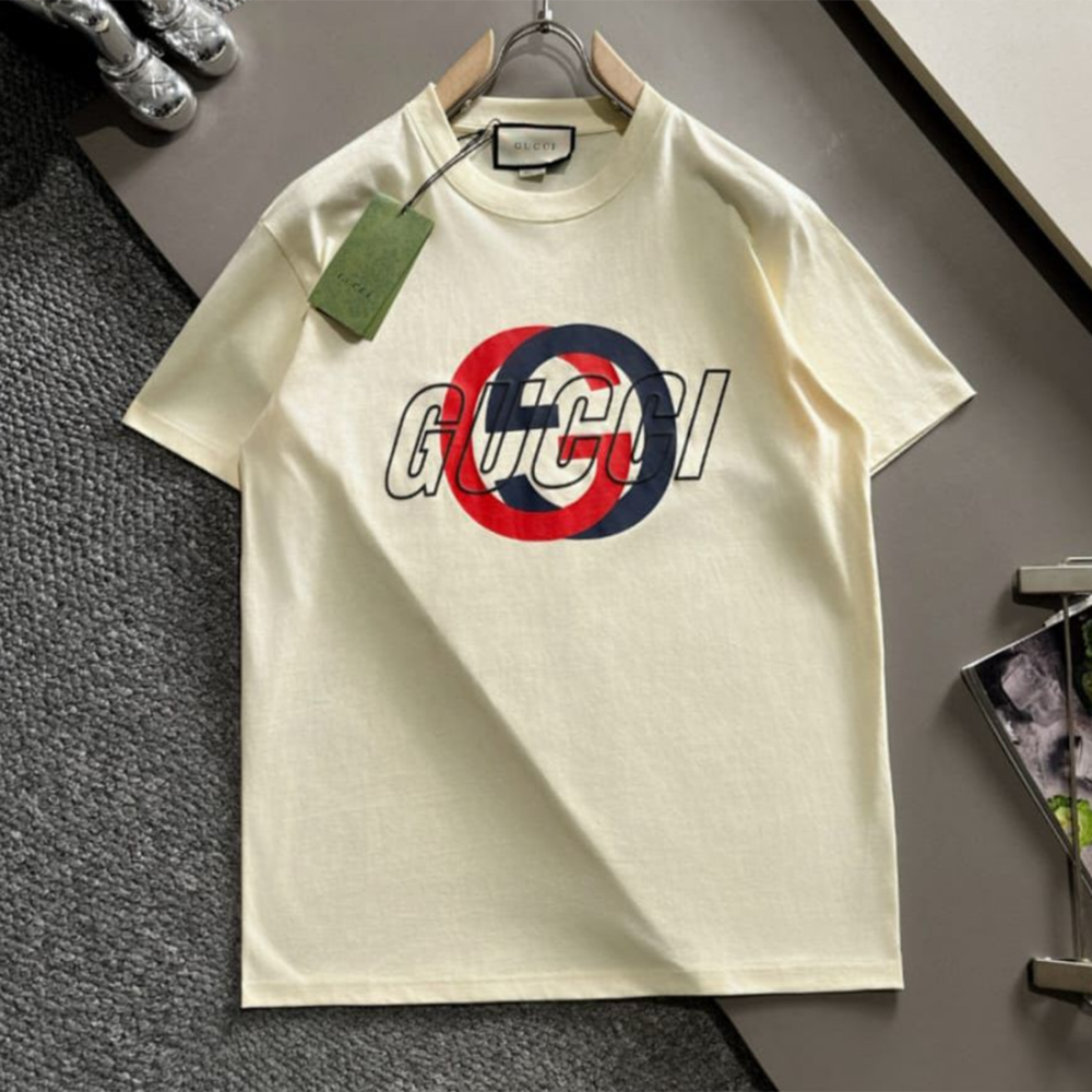 Gucci Interlocking G Graphic Cream T-Shirt-thumb-0