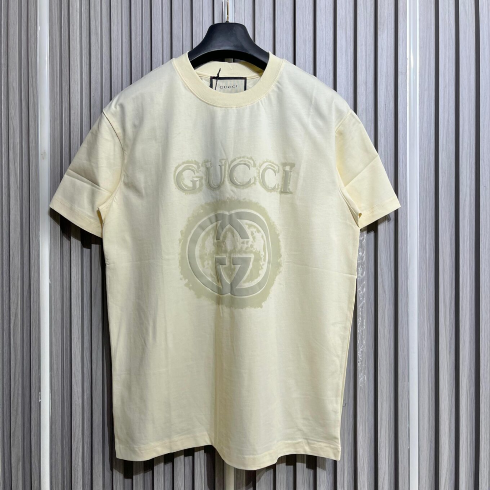 Gucci Interlocking G Graphic Cream T-Shirt-thumb-0