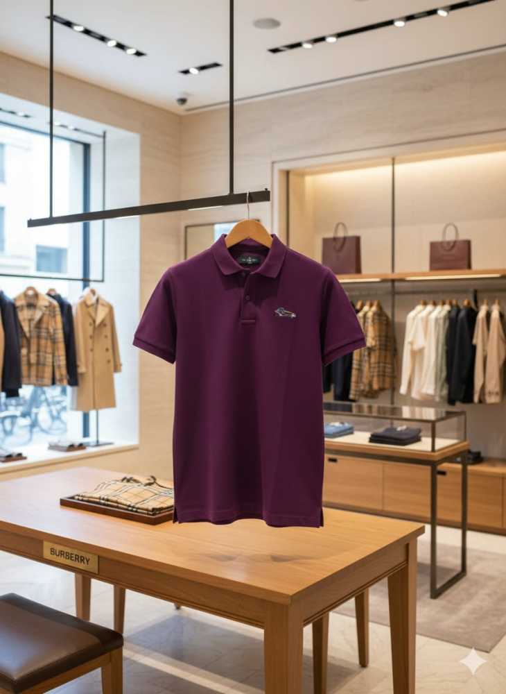 Burberry Purple Premium Quality Polo T-shirt-thumb-2