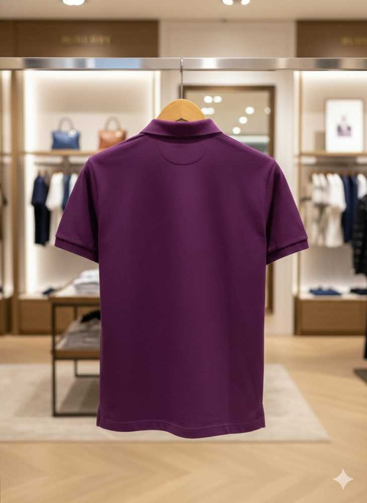 Burberry Purple Premium Quality Polo T-shirt-thumb-3