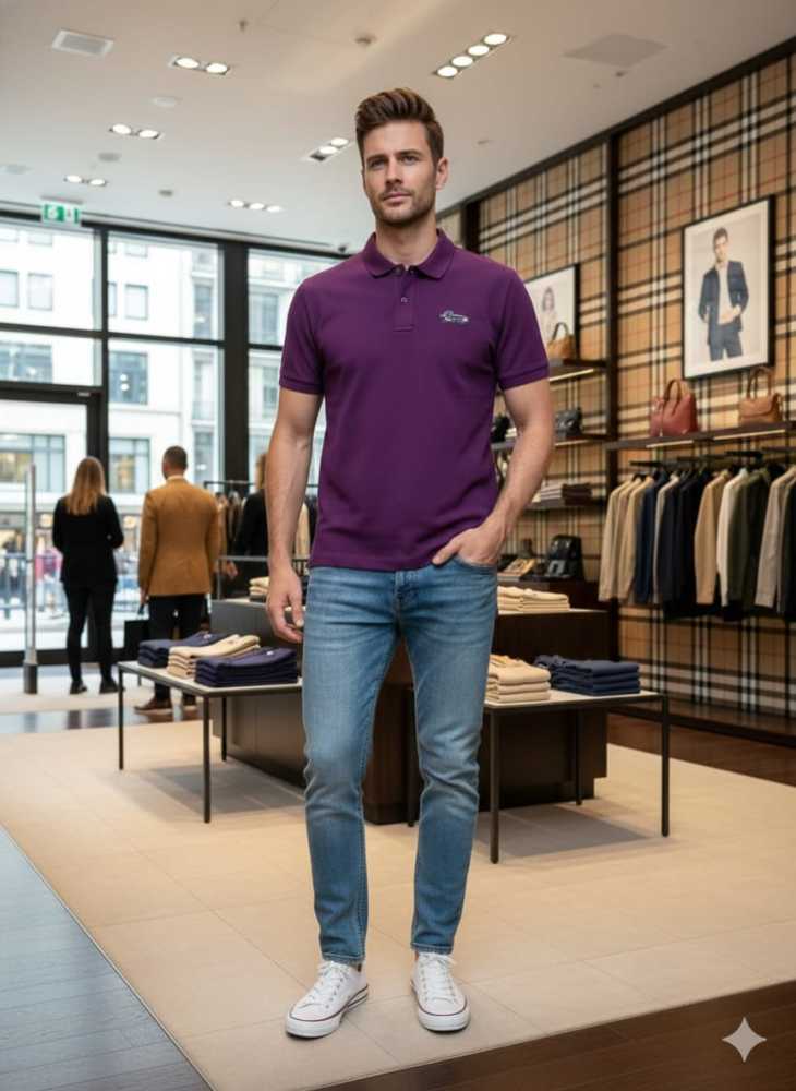 Burberry Purple Premium Quality Polo T-shirt-thumb-0