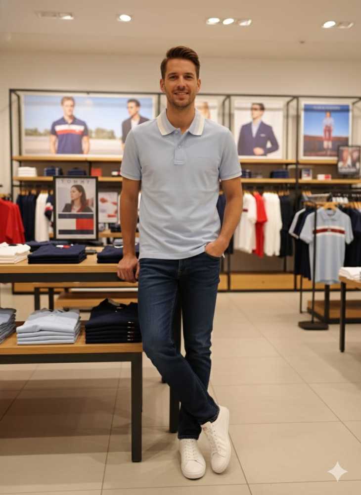 Tommy Hilfiger Sky Blue Premium Quality Tees-thumb-0