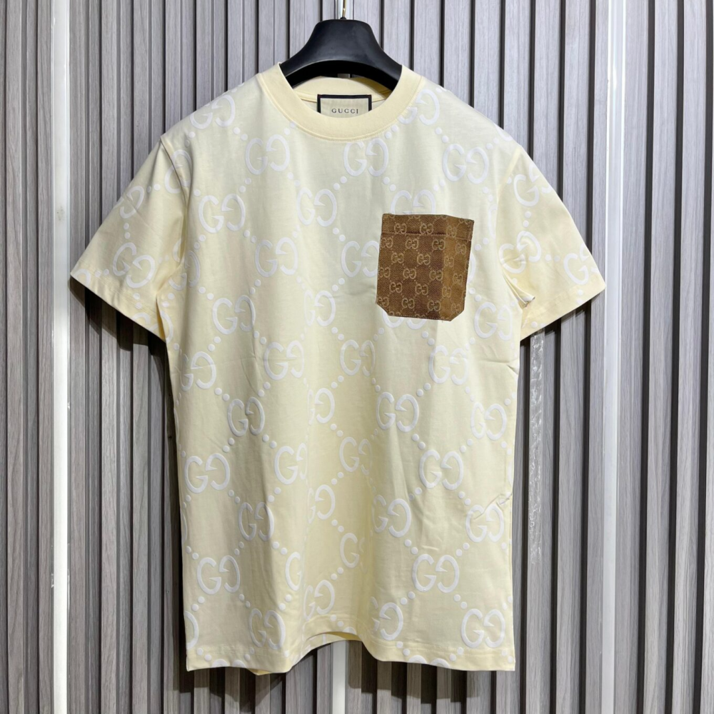 Gucci GG Monogram Cream Pocket T-Shirt-thumb-0