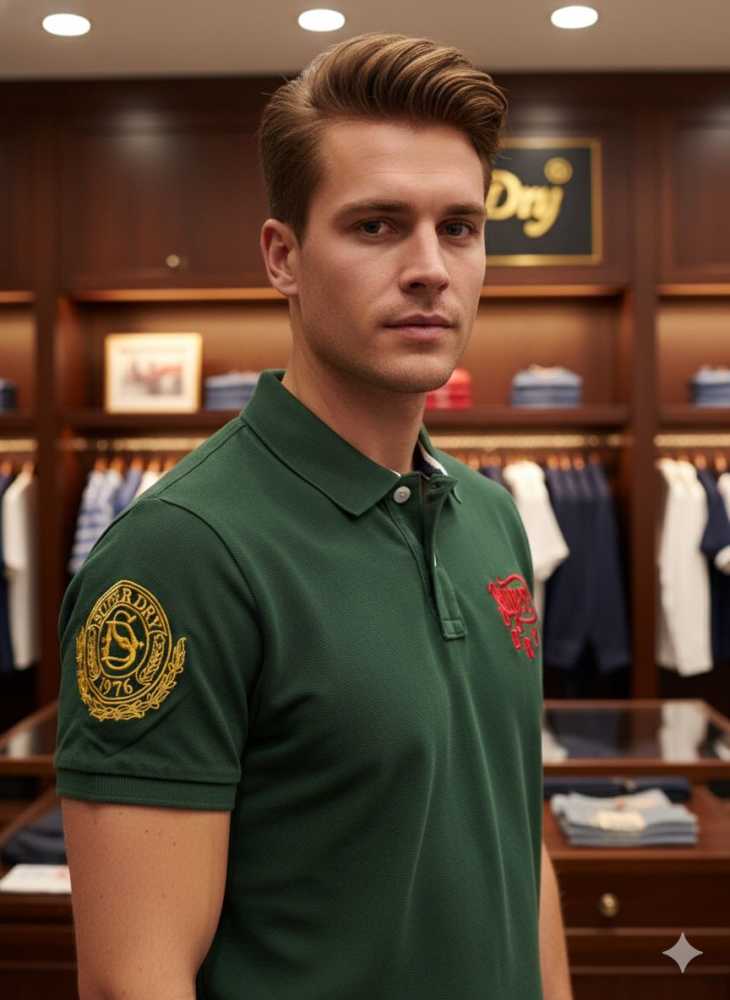 Superdry Dark Green Premium Quality Tees-thumb-1