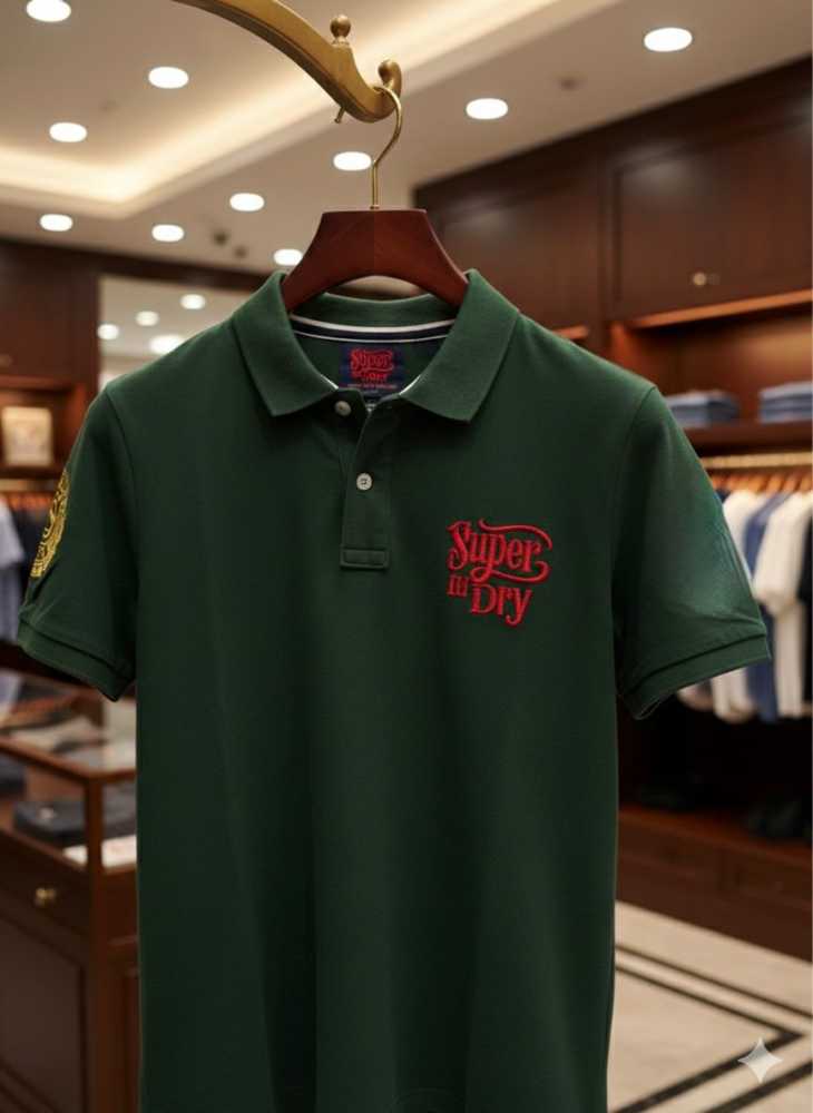 Superdry Dark Green Premium Quality Tees-thumb-3