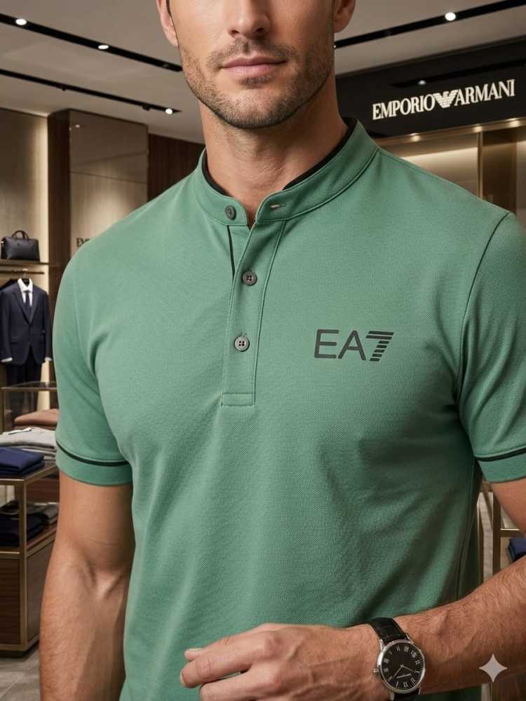 Emporio Armani Green Premium Collar T-shirt-thumb-1