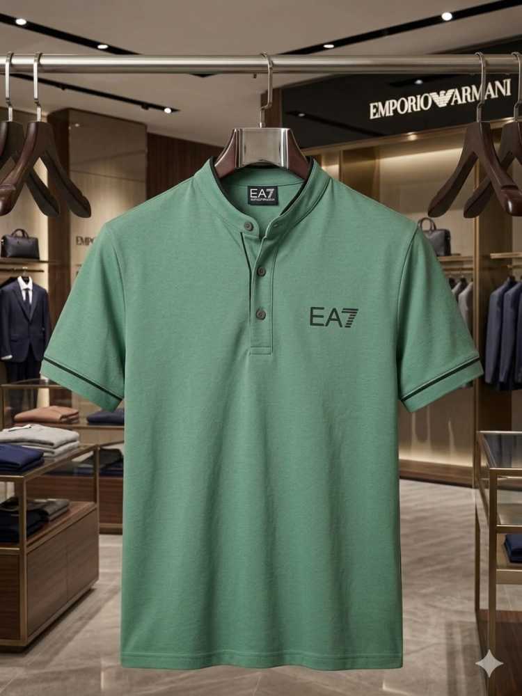 Emporio Armani Green Premium Collar T-shirt-thumb-3