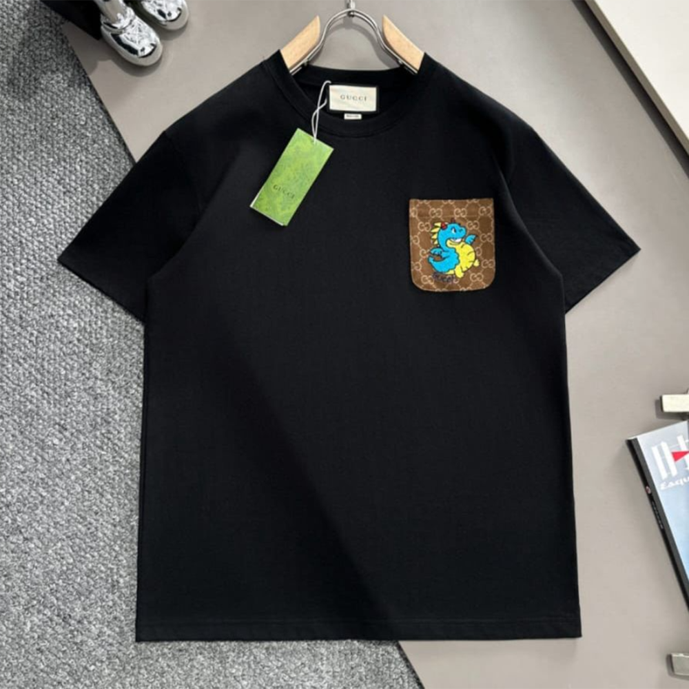 Gucci GG Supreme Pocket Dragon Black T-Shirt-thumb-0