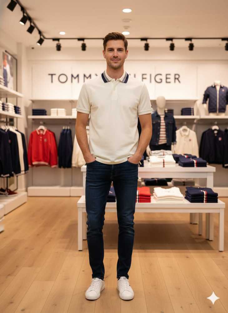 Tommy Hilfiger Cream Premium Quality Tees-thumb-0