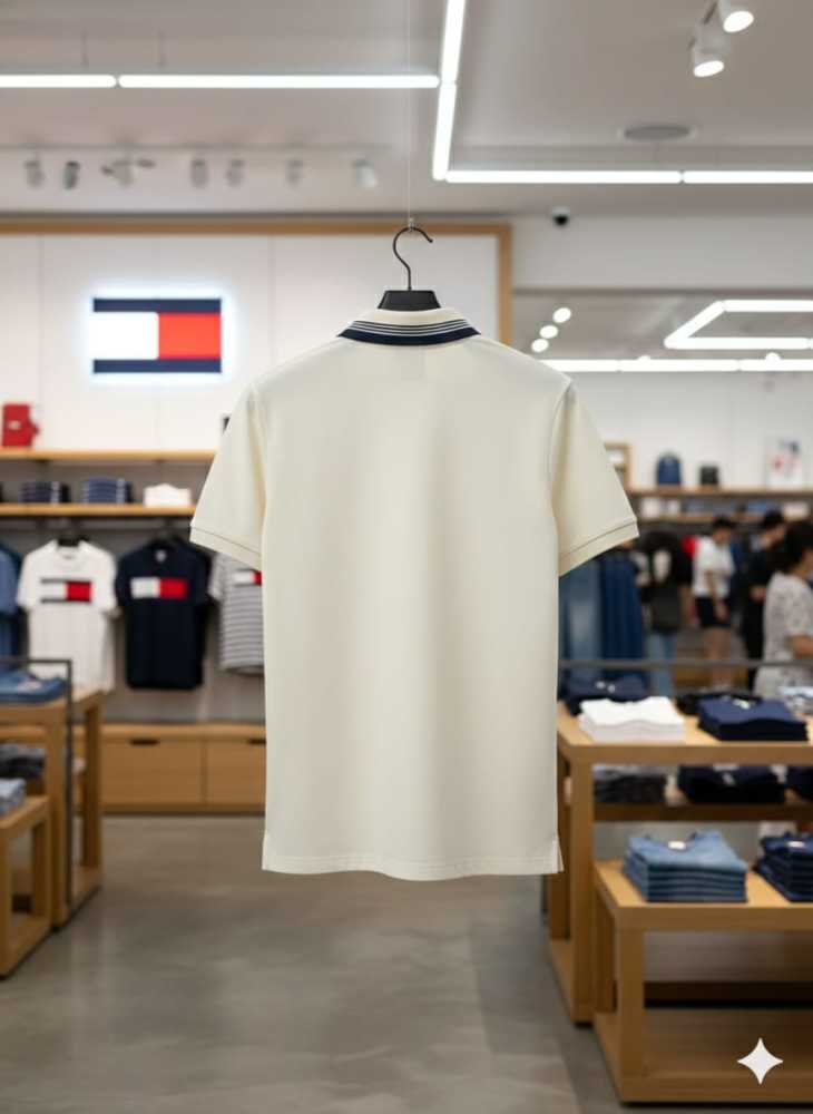 Tommy Hilfiger Cream Premium Quality Tees-thumb-3