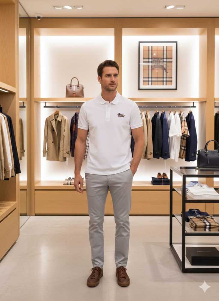 Burberry White Premium Exclusive Polo T-shirt-thumb-1