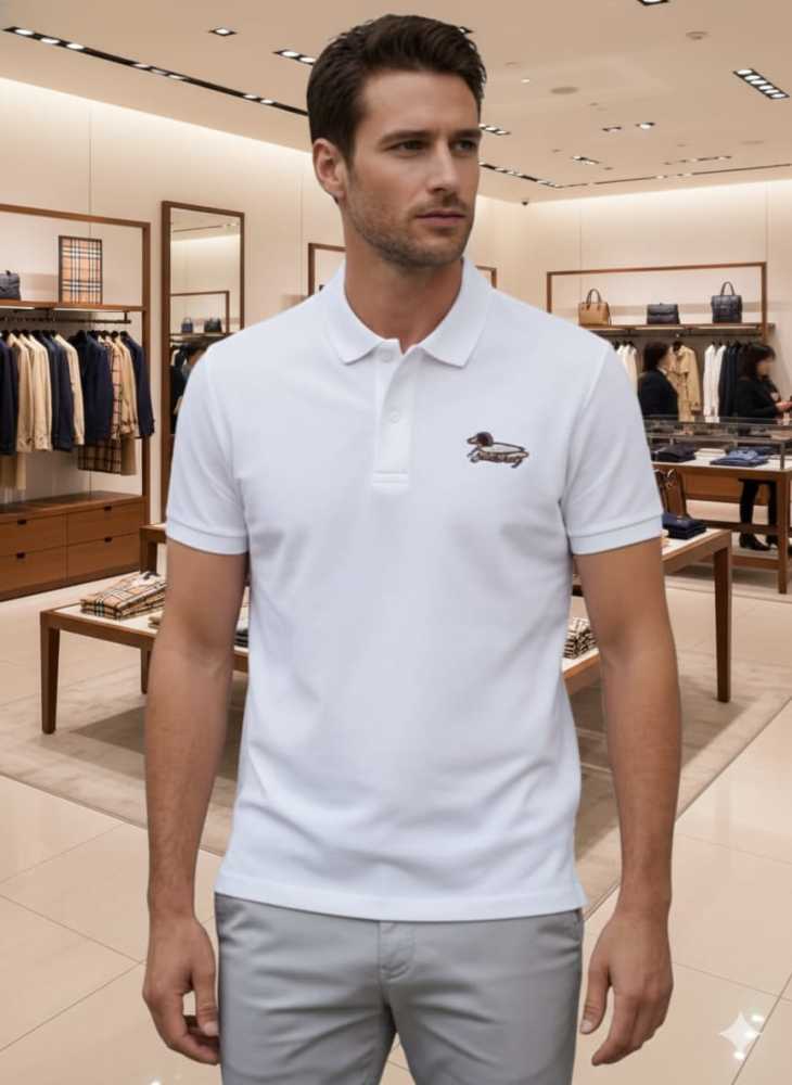 Burberry White Premium Exclusive Polo T-shirt-thumb-0
