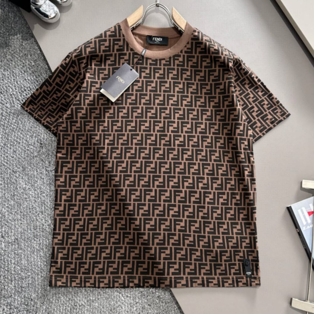 Fendi Monogram-Print Cotton T-Shirt-thumb-0