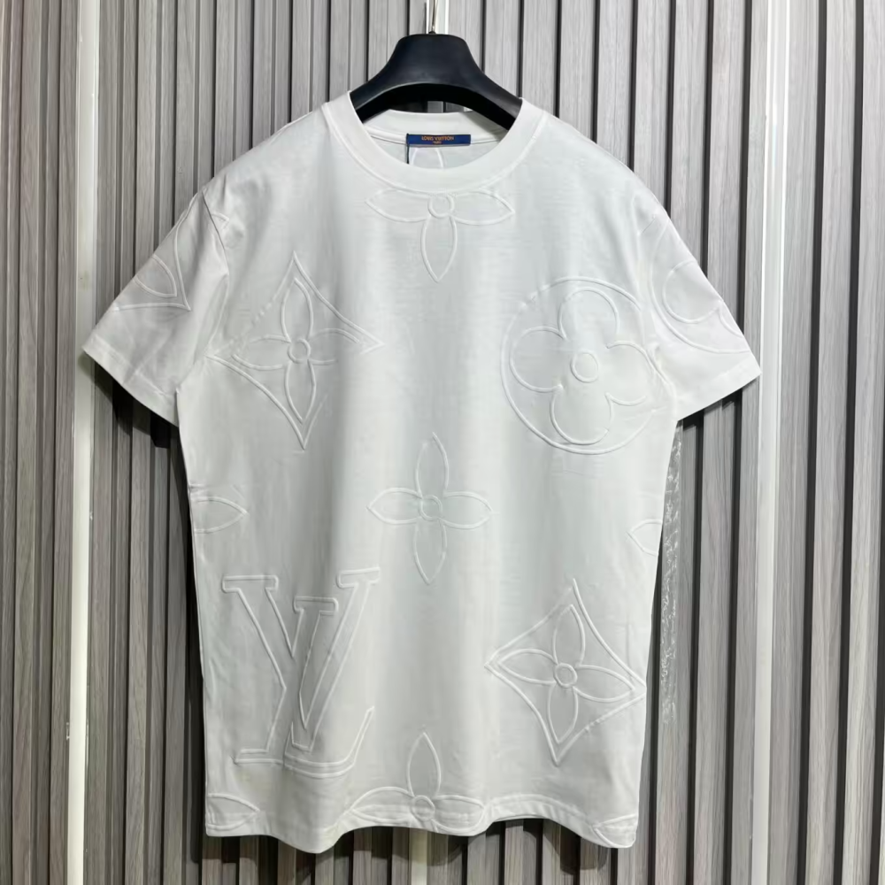 Louis Vuitton Allover Monogram Embroidered White T-Shirt-thumb-0