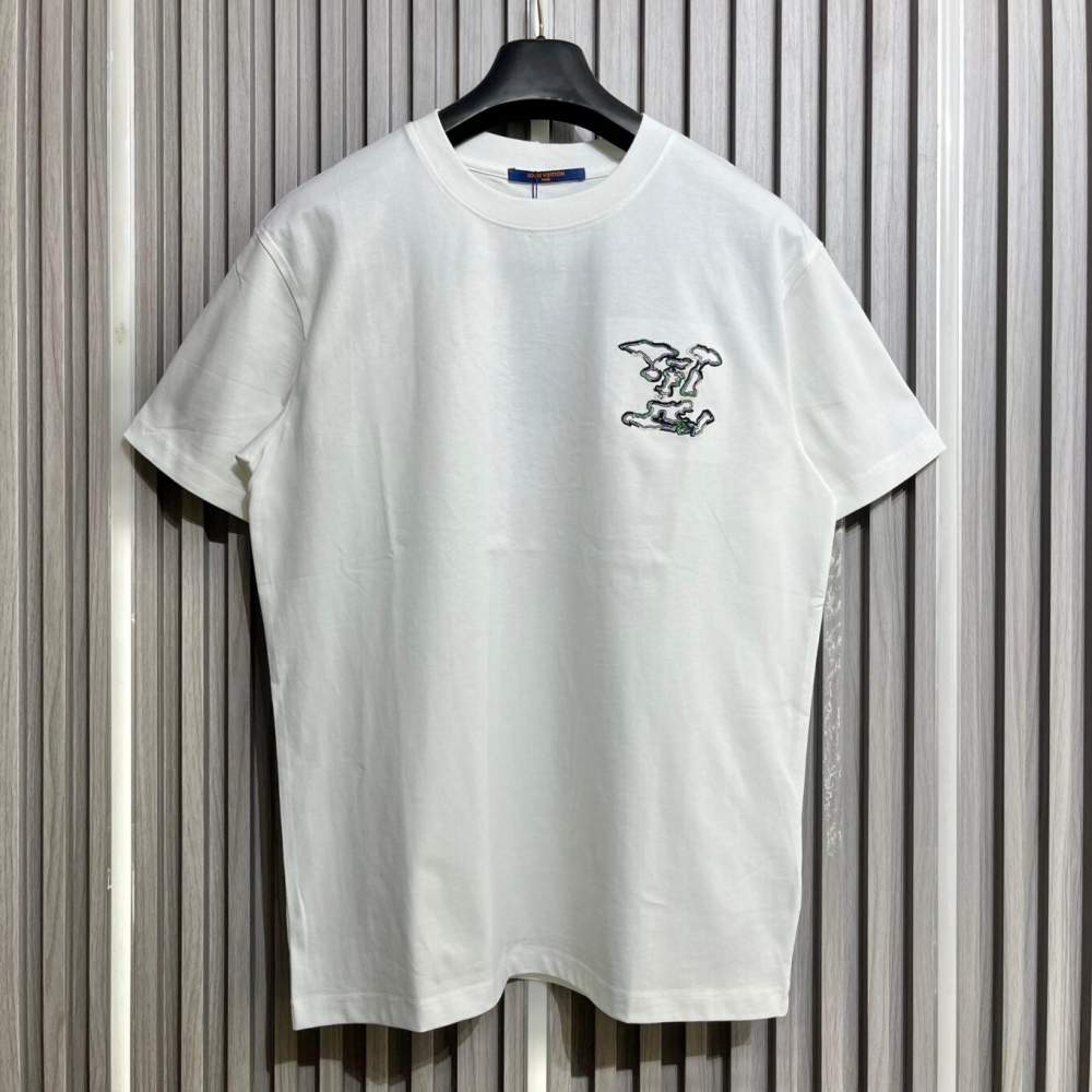 Louis Vuitton White Embroidered Logo T-Shirt-thumb-0