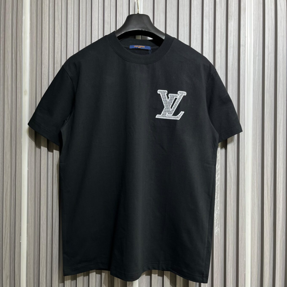 Louis Vuitton Black Embroidered Logo T-Shirt-thumb-0