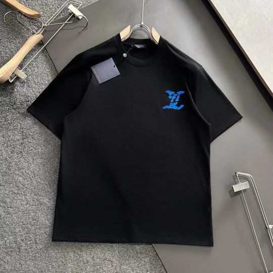 Louis Vuitton Black Embroidered Logo T-Shirt-thumb-0