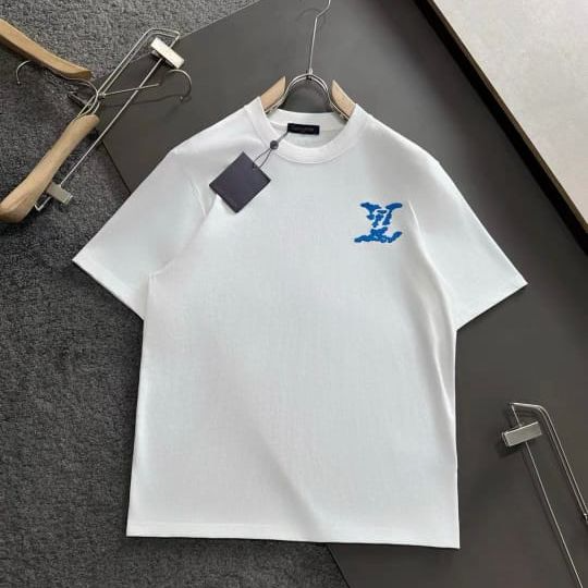 Louis Vuitton White Embroidered Logo T-Shirt-thumb-0