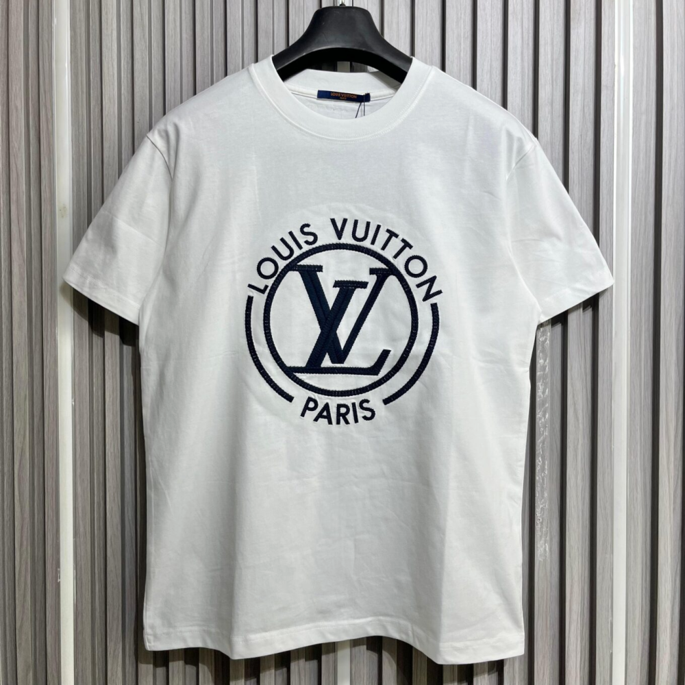 Louis Vuitton White Flocked T-Shirt-thumb-0