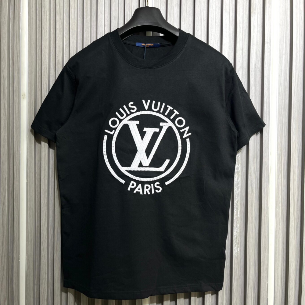 Louis Vuitton Black Flocked T-Shirt-thumb-0