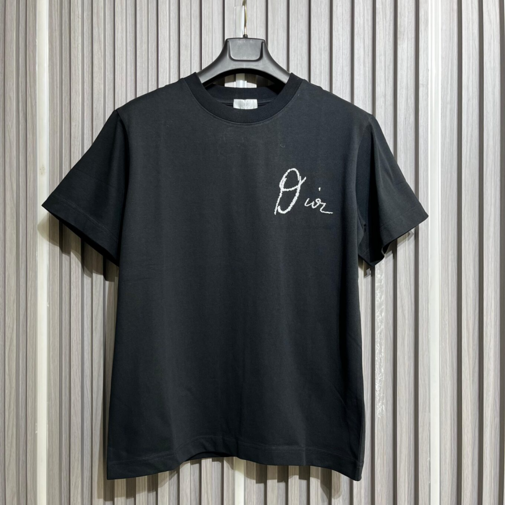 Dior Printed Ribbon Black Cotton T-Shirt-thumb-0