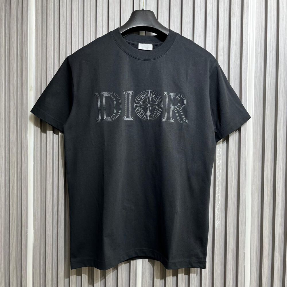 Dior x Stone Island Oversized Fit Black Cotton T-Shirt-thumb-0