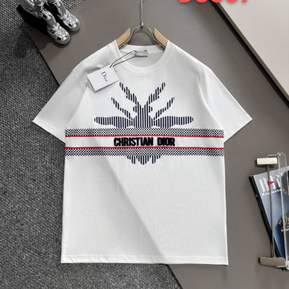 Dior Star & Signature Graphic White Cotton T-Shirt-thumb-0
