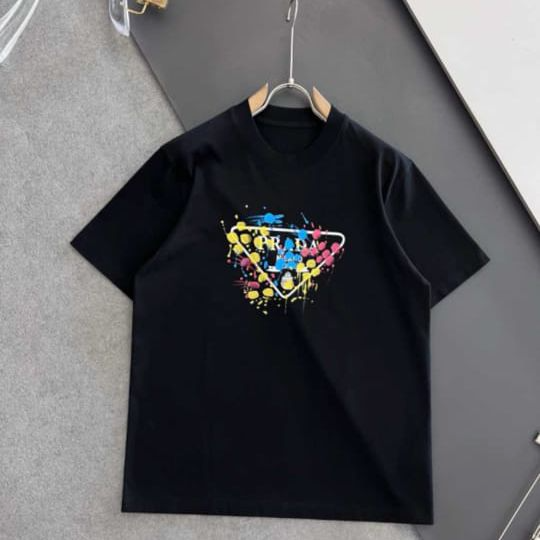 Prada Graffiti-Print Black Cotton T-Shirt-thumb-0