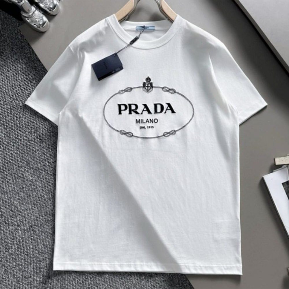 Prada Milano White Cotton T-Shirt-thumb-0