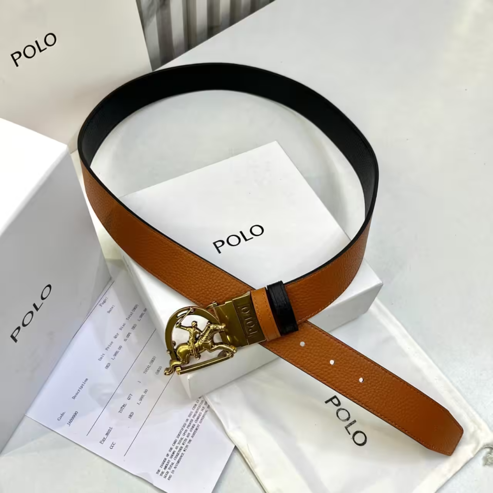 Polo Ralph Lauren Equestrian Elite Brown Textured Belt-thumb-0