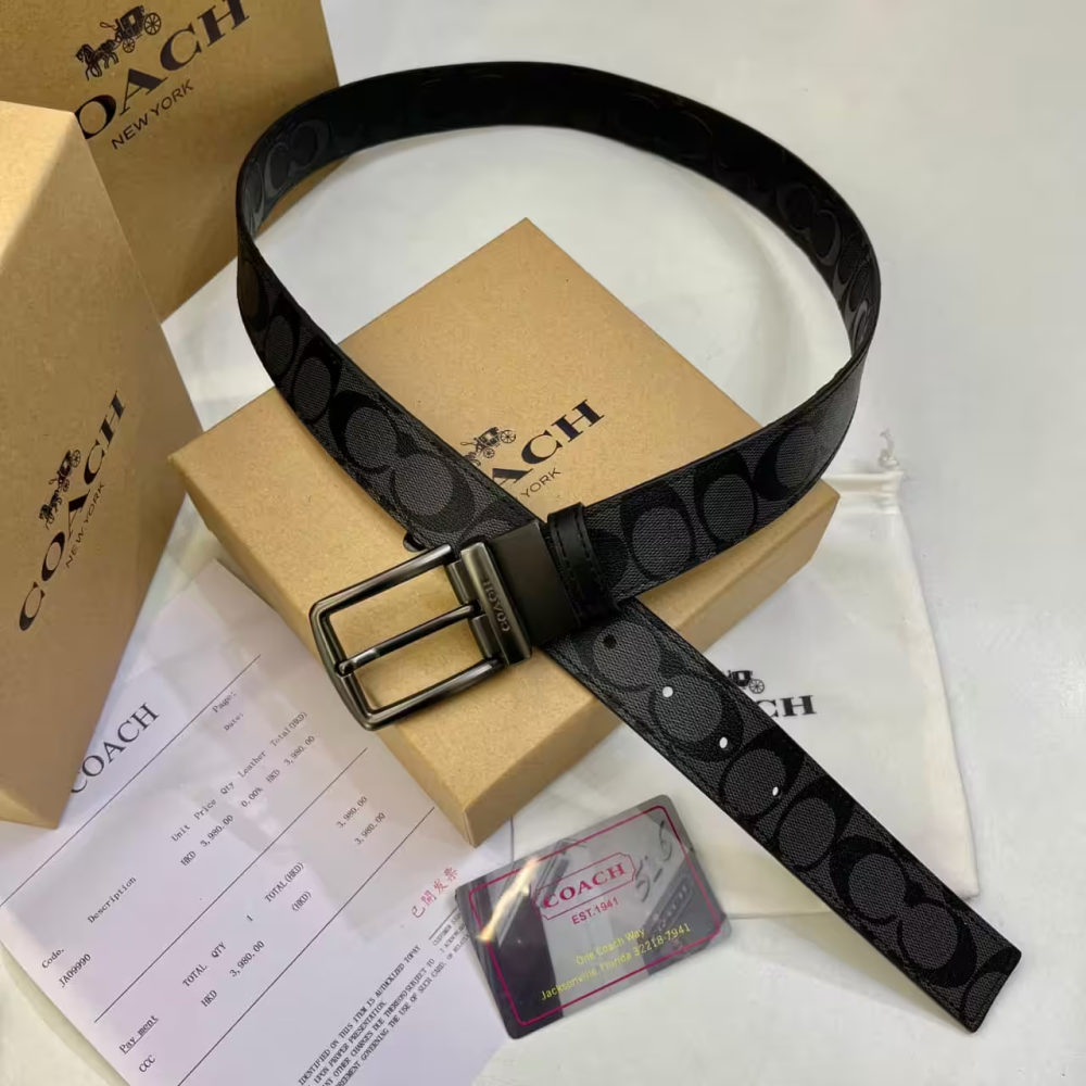 Coach Reversible Black Premium Belt-thumb-0