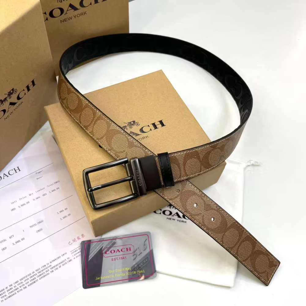 Coach Reversible Brown Premium Belt-thumb-0