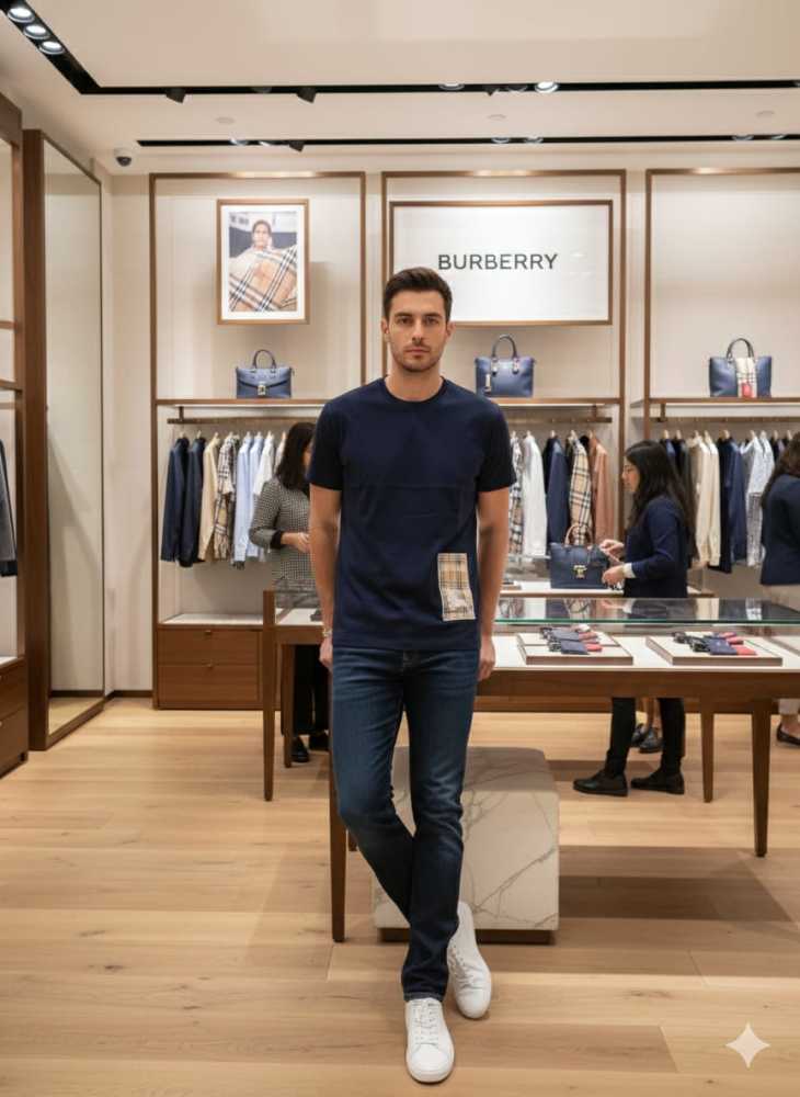 Burberry Blue Premium Exclusive Polo T-shirt-thumb-0