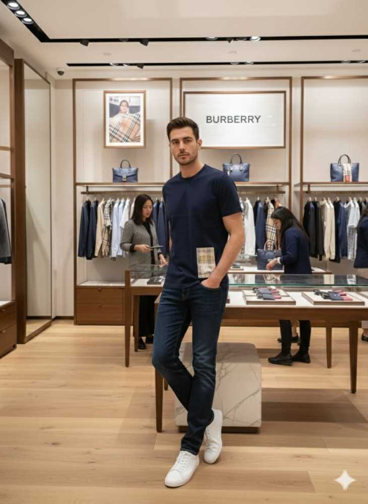 Burberry Blue Premium Exclusive Polo T-shirt-thumb-1