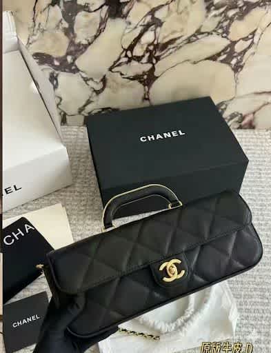 Chanel Silhouette Black East West Jumbo Top HandBag-thumb-0