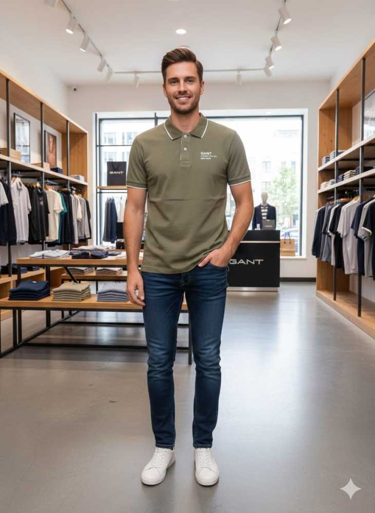 Gant Olive Green Premium Quality T-shirt-thumb-0