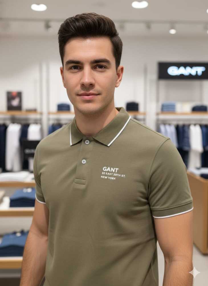 Gant Olive Green Premium Quality T-shirt-thumb-1