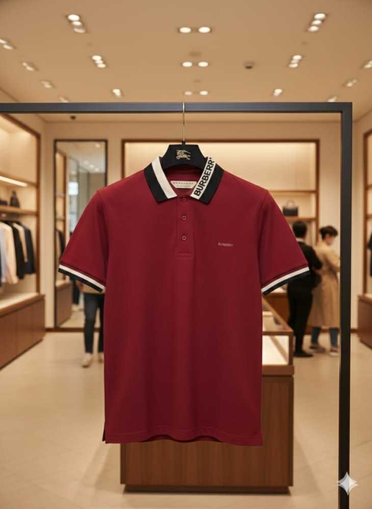 Burberry Red Premium Exclusive Polo T-shirt-thumb-2