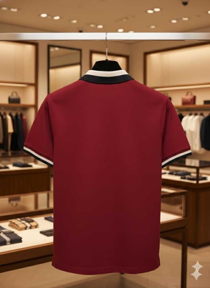 Burberry Red Premium Exclusive Polo T-shirt-thumb-3
