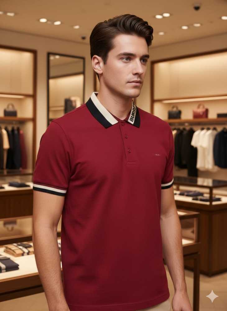 Burberry Red Premium Exclusive Polo T-shirt-thumb-1