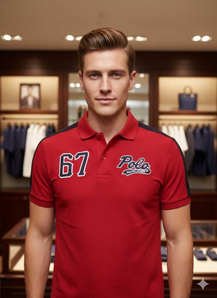 Ralph Lauren Red Premium Collar T-shirt-1