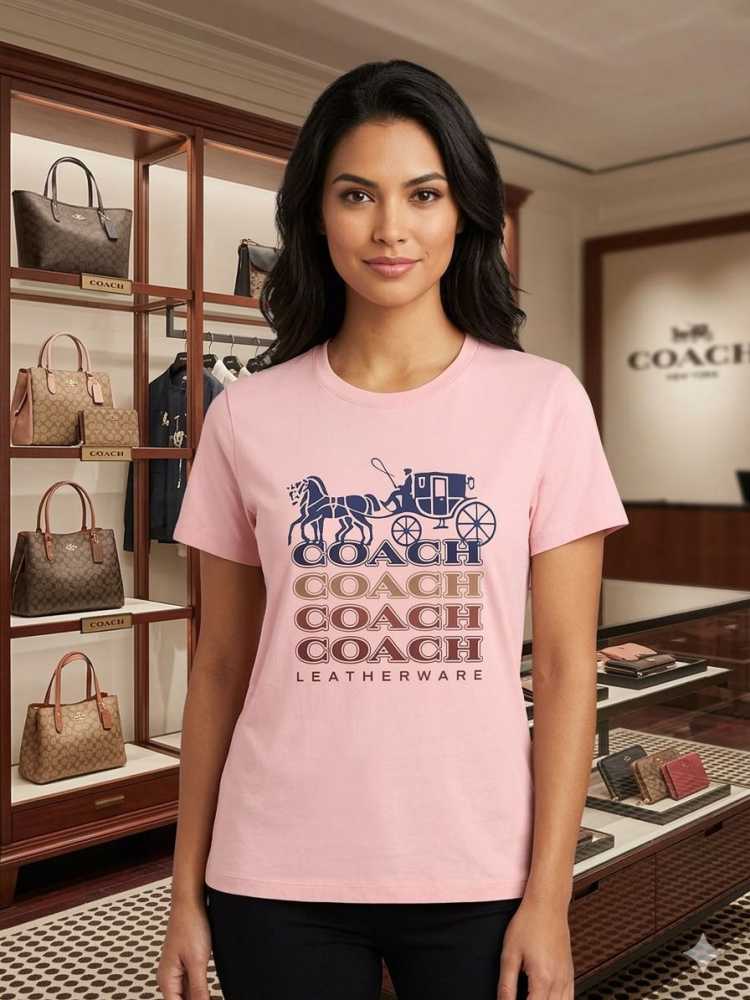 Coach Pink Premium Quality Women T-shirt
