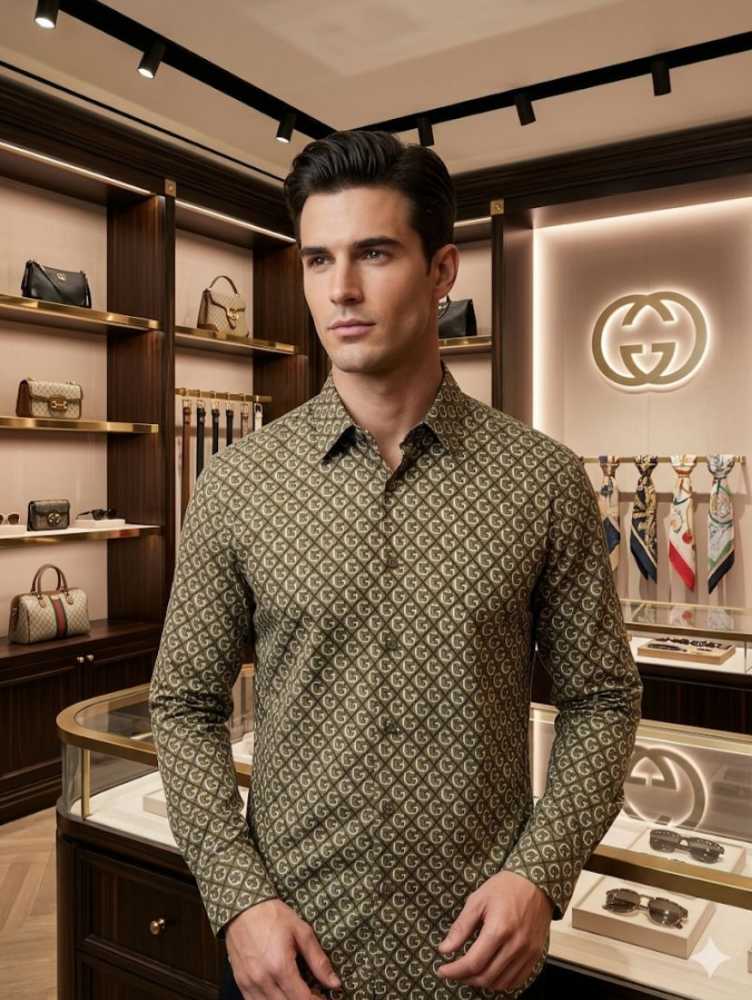 Gucci Brown Premium Quality Cotton Shirt