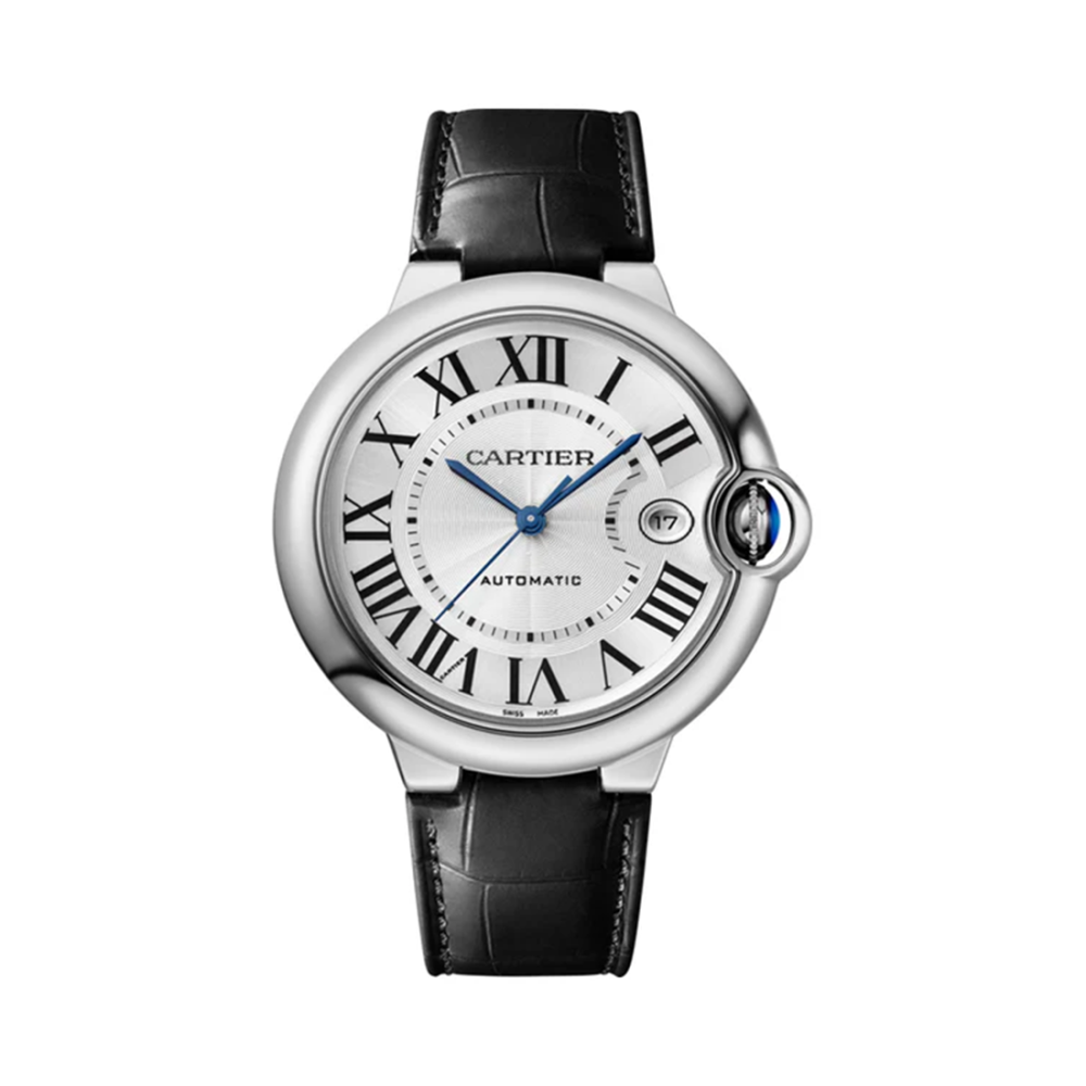 Cartier Ballon Bleu De White Dial Black Strap Men's Watch WSBB0039