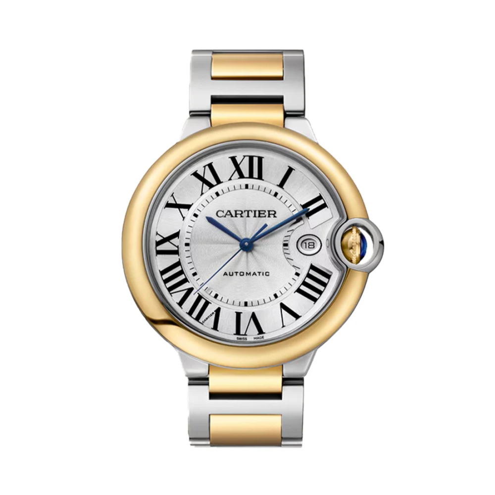 Cartier Ballon Bleu De, 18k Yellow Gold White Dial Two-Tone Strap Men's Watch W2BB0039