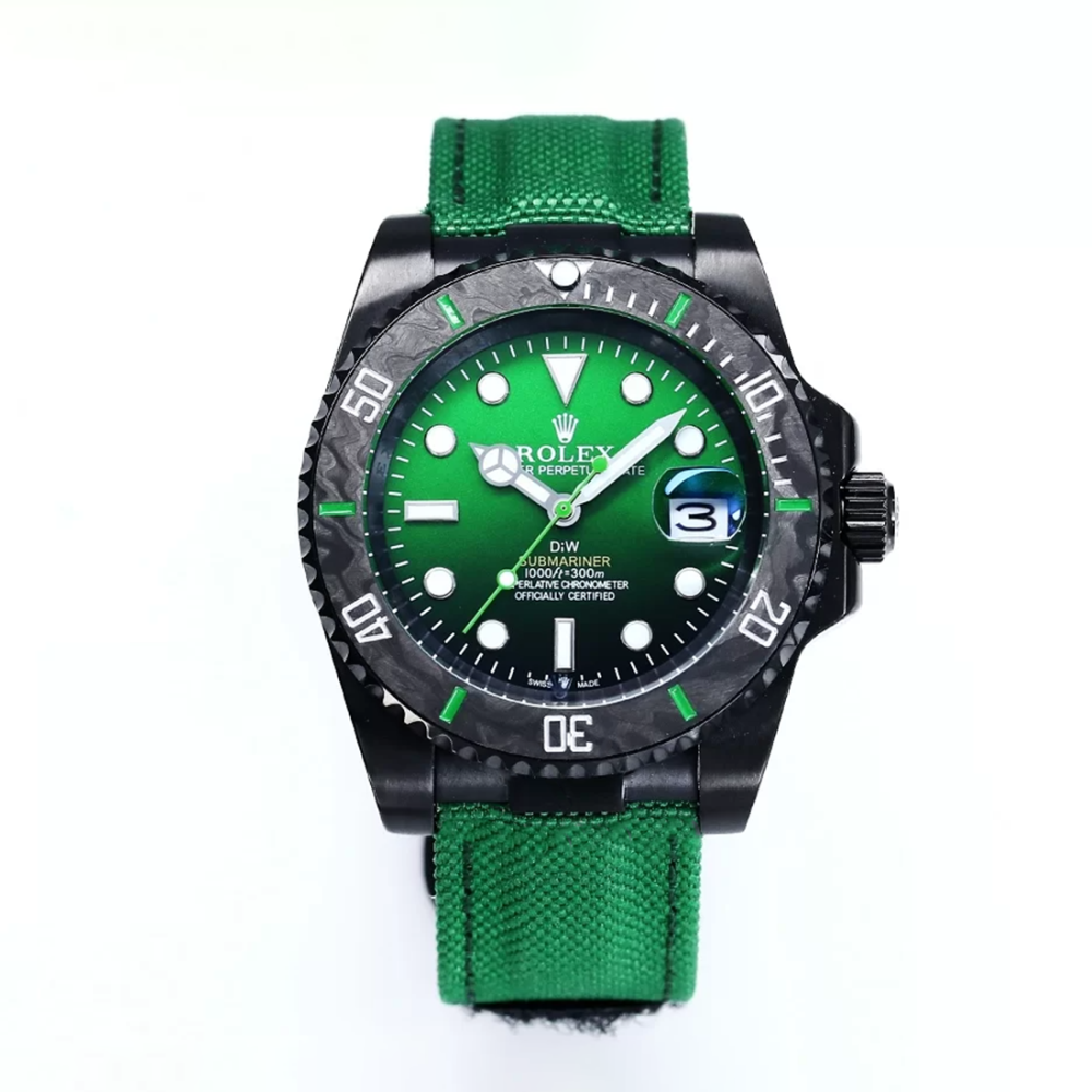 Rolex DiW Submariner "Parakeet" Green Strap Watch 116610