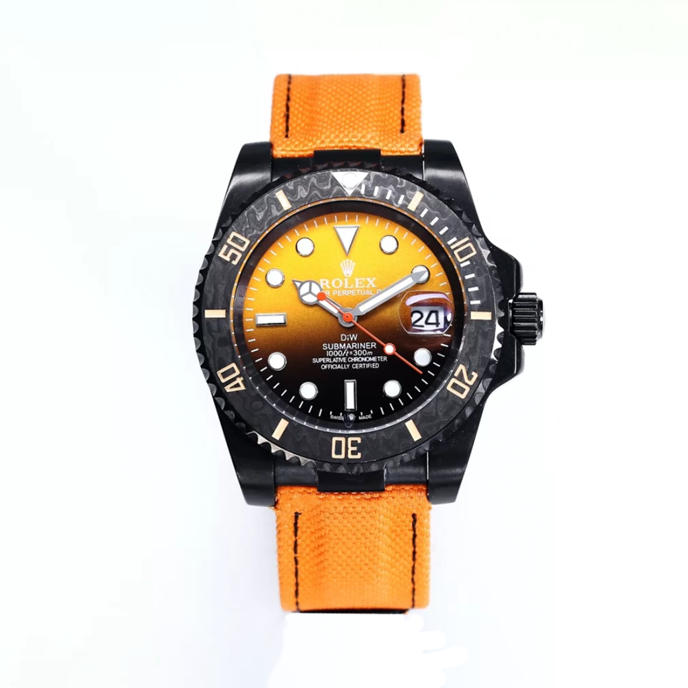 Rolex DiW Submariner "Parakeet" Orange Strap Watch 116610LN