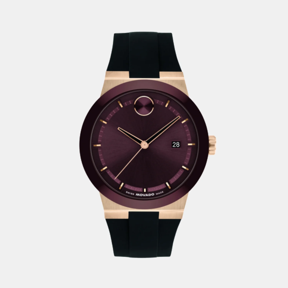 Movado Bold Men Quartz Burgundy Dial Analog Silicone Watch 3601214