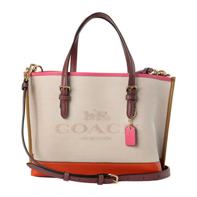 Coach Laurel White & Orange Mollie Colour Block Tote Bag
